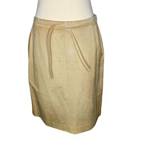 Vintage Ann Taylor LOFT Suede Pencil Skirt Neutral Beige Y2K Quiet Luxury 10P